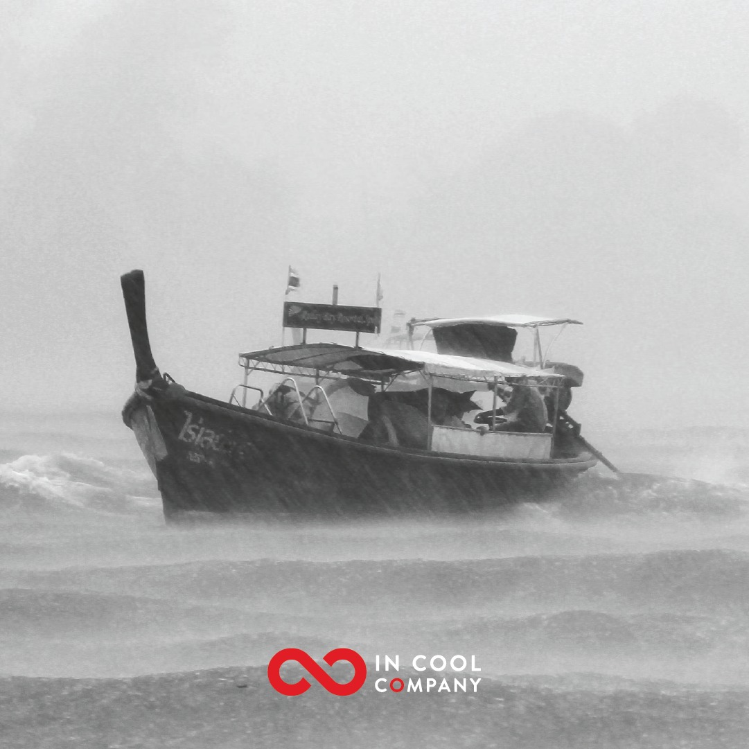 A boat in stormy waters