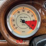 The rev counter in a car has a needle in the red